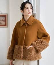 PRUAD40700 CHRISTIAN AUJARD(クリスチャン・オジャール) フェイクファーコンビショートコート ブラウン