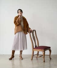 PRUAD40700 CHRISTIAN AUJARD(クリスチャン・オジャール) フェイクファーコンビショートコート ブラウン