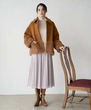 PRUAD40700 CHRISTIAN AUJARD(クリスチャン・オジャール) フェイクファーコンビショートコート ブラウン