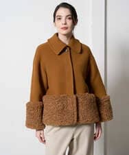 PRUAD40700 CHRISTIAN AUJARD(クリスチャン・オジャール) フェイクファーコンビショートコート ブラウン