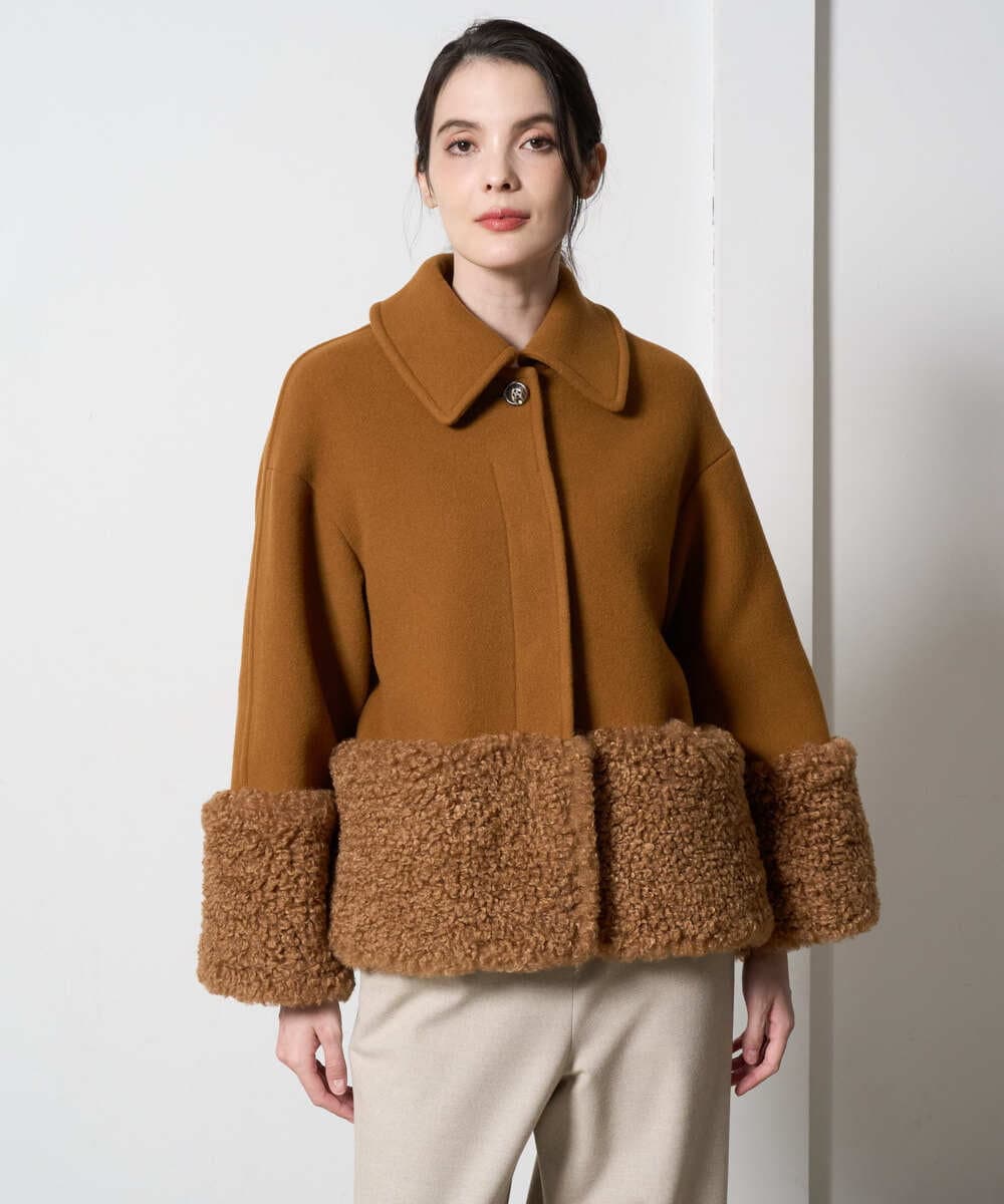 PRUAD40700 CHRISTIAN AUJARD(クリスチャン・オジャール) フェイクファーコンビショートコート ブラウン