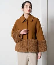 PRUAD40700 CHRISTIAN AUJARD(クリスチャン・オジャール) フェイクファーコンビショートコート ブラウン