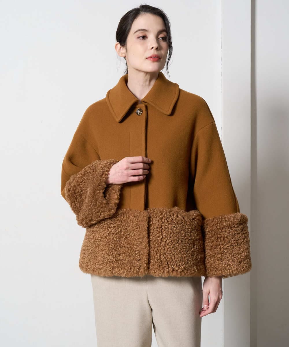 PRUAD40700 CHRISTIAN AUJARD(クリスチャン・オジャール) フェイクファーコンビショートコート ブラウン