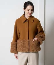 PRUAD40700 CHRISTIAN AUJARD(クリスチャン・オジャール) フェイクファーコンビショートコート ブラウン