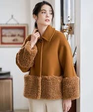 PRUAD40700 CHRISTIAN AUJARD(クリスチャン・オジャール) フェイクファーコンビショートコート ブラウン