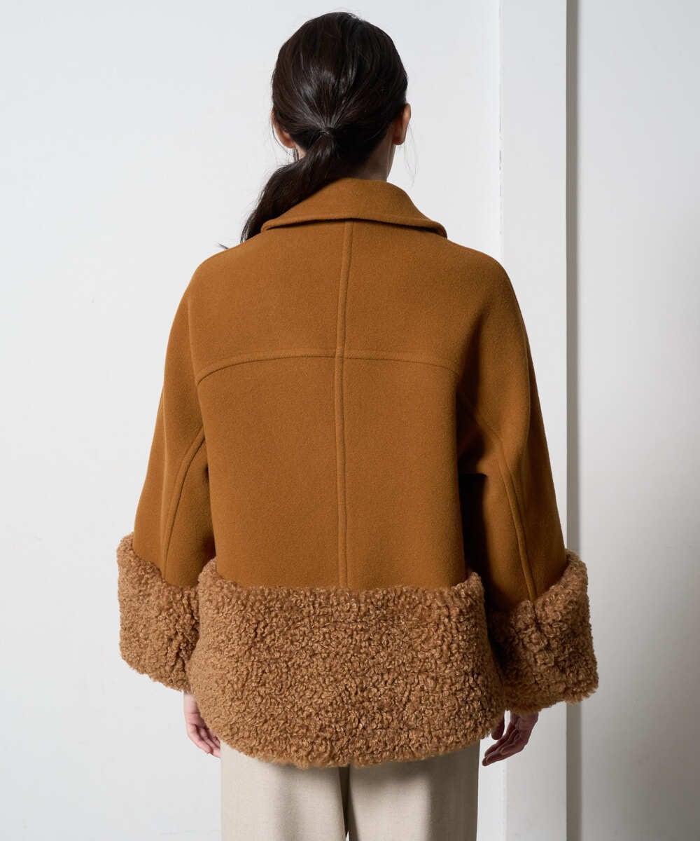 PRUAD40700 CHRISTIAN AUJARD(クリスチャン・オジャール) フェイクファーコンビショートコート ブラウン