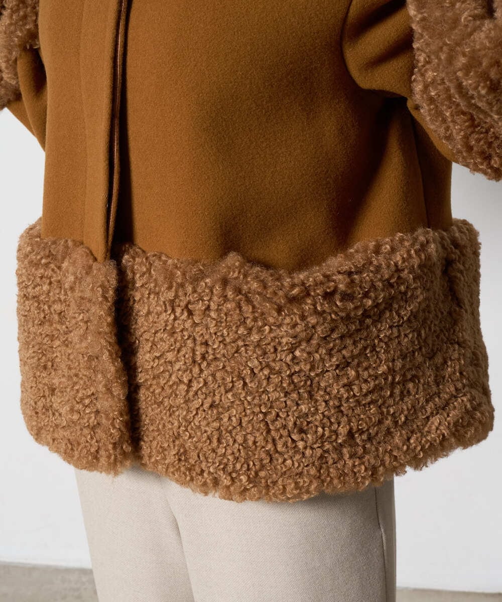 PRUAD40700 CHRISTIAN AUJARD(クリスチャン・オジャール) フェイクファーコンビショートコート ブラウン