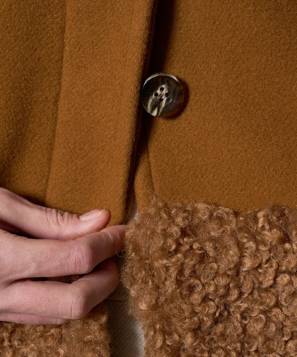 PRUAD40700 CHRISTIAN AUJARD(クリスチャン・オジャール) フェイクファーコンビショートコート ブラウン