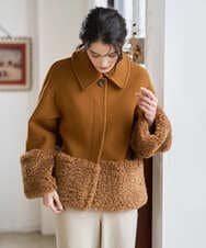 PRUAD40700 CHRISTIAN AUJARD(クリスチャン・オジャール) フェイクファーコンビショートコート ブラウン