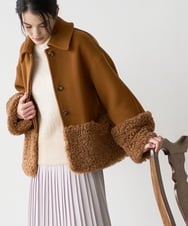 PRUAD40700 CHRISTIAN AUJARD(クリスチャン・オジャール) フェイクファーコンビショートコート ブラウン