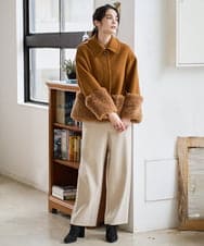 PRUAD40700 CHRISTIAN AUJARD(クリスチャン・オジャール) フェイクファーコンビショートコート ブラウン