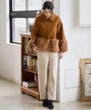 PRUAD40700 CHRISTIAN AUJARD(クリスチャン・オジャール) フェイクファーコンビショートコート ブラウン