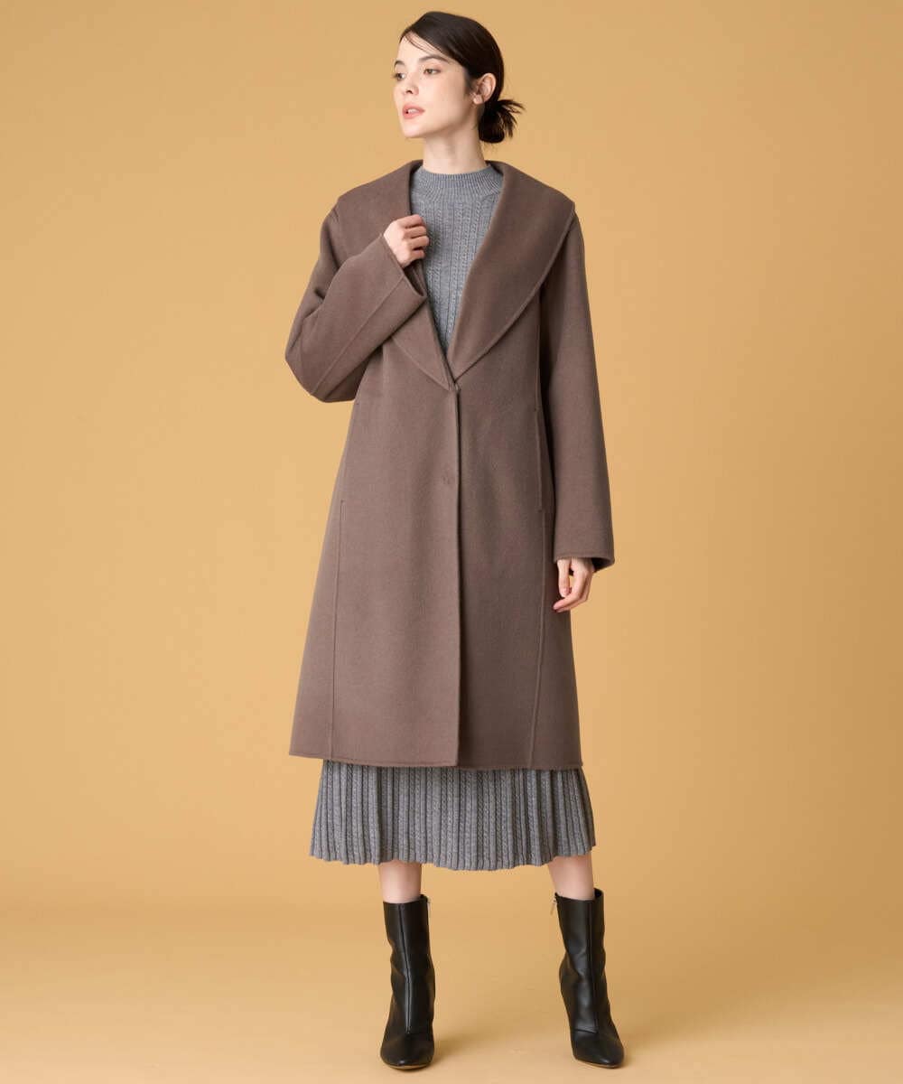 PRUCG09900 CHRISTIAN AUJARD(クリスチャン・オジャール) リバービーバーコート ベージュブラウン