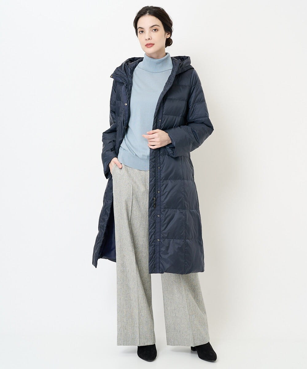 軽い・暖か・撥水性・防風性]フード付ロングダウンコート(ダウン 