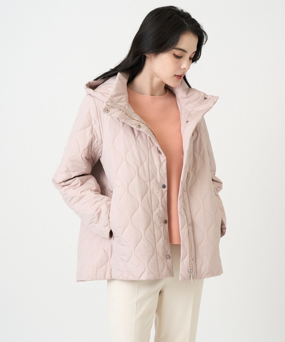 PRVAF49590 CHRISTIAN AUJARD(クリスチャン・オジャール) [フード着脱可]キルティングコート ピンクベージュ