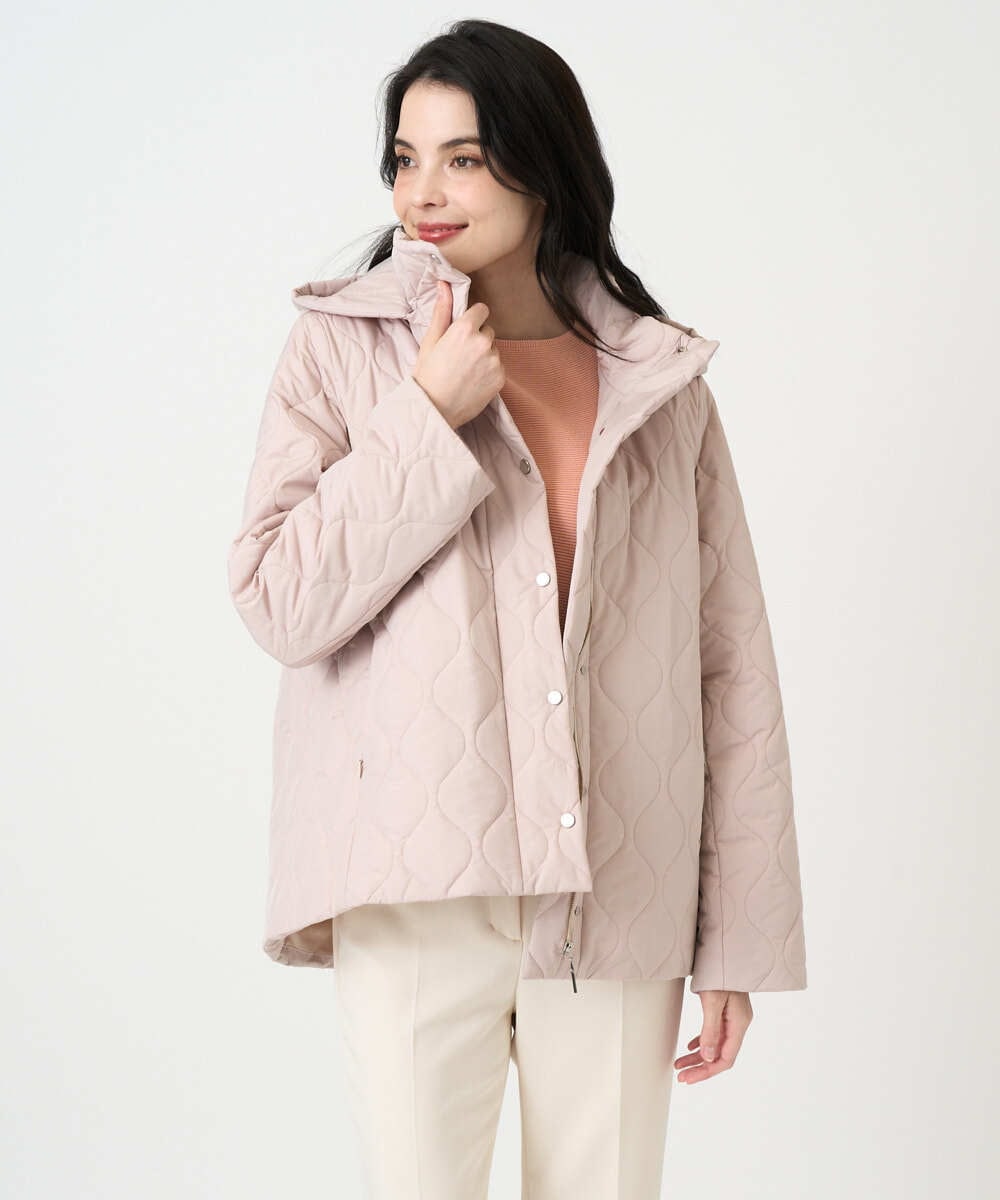 PRVAF49590 CHRISTIAN AUJARD(クリスチャン・オジャール) [フード着脱可]キルティングコート ピンクベージュ