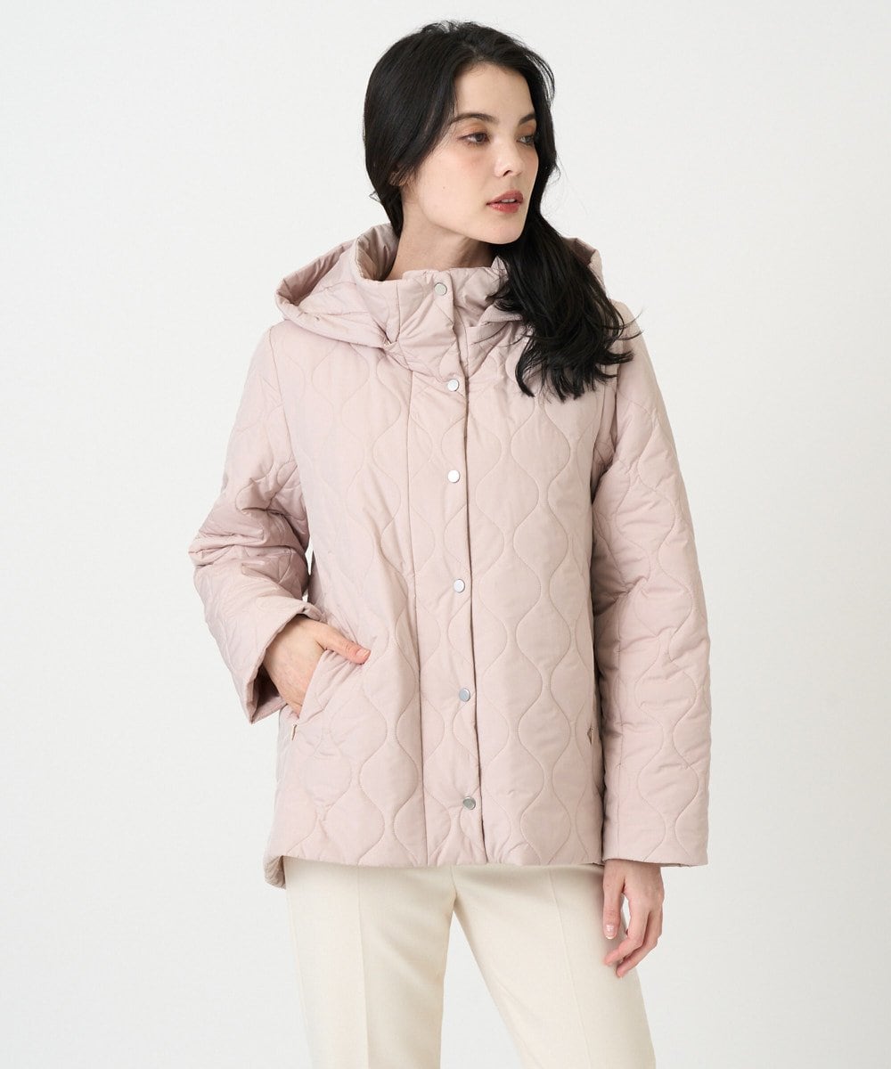 PRVAF49590 CHRISTIAN AUJARD(クリスチャン・オジャール) [フード着脱可]キルティングコート ピンクベージュ