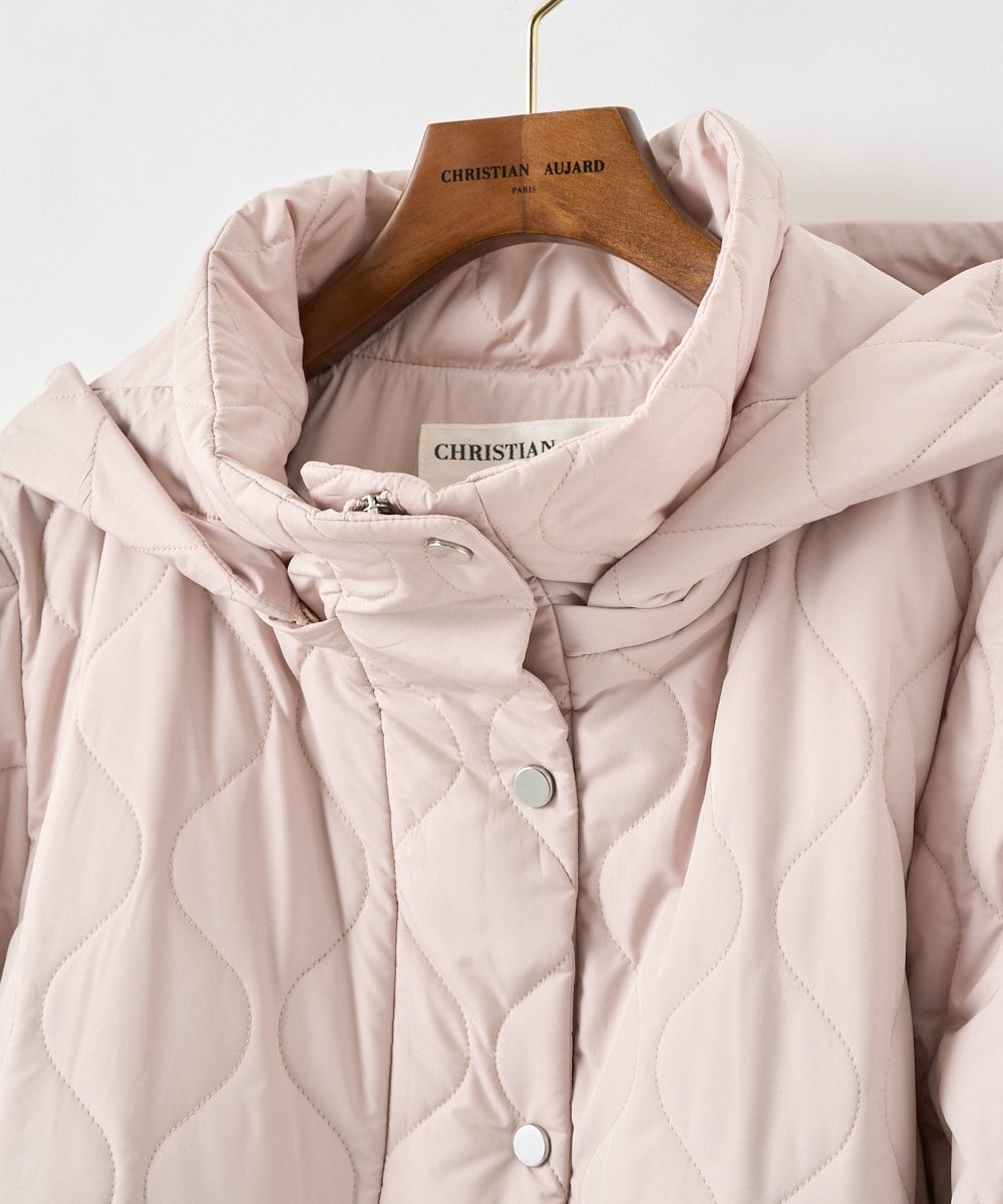 PRVAF49590 CHRISTIAN AUJARD(クリスチャン・オジャール) [フード着脱可]キルティングコート ピンクベージュ
