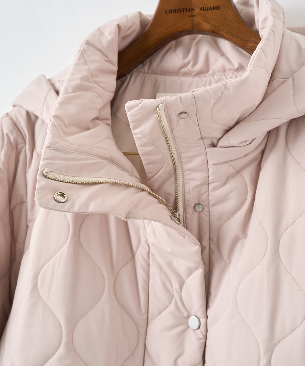 PRVAF49590 CHRISTIAN AUJARD(クリスチャン・オジャール) [フード着脱可]キルティングコート ピンクベージュ