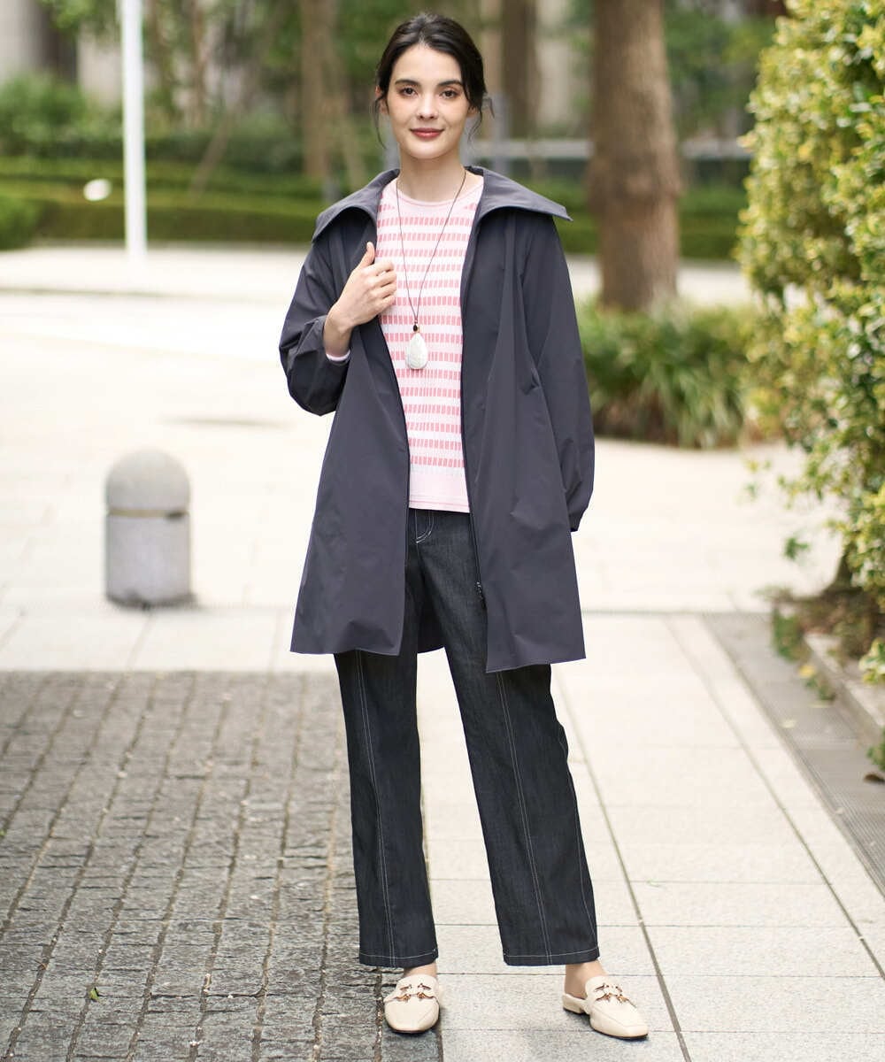 PRVEE16490 CHRISTIAN AUJARD(クリスチャン・オジャール) [シワになりにくい]タフタジップアップコート ダークグレー