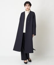 PRVES30670 CHRISTIAN AUJARD(クリスチャン・オジャール) ノーカラーシンプルコート ネイビー
