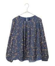 PYBAD03430 CHRISTIAN AUJARD(小さいサイズ)(メゾン ドゥ サンク) [セットアップ対応]フラワーオパールプリントブラウス ネイビー×ブラウン