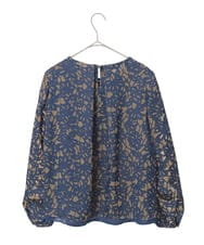 PYBAD03430 CHRISTIAN AUJARD(小さいサイズ)(メゾン ドゥ サンク) [セットアップ対応]フラワーオパールプリントブラウス ネイビー×ブラウン