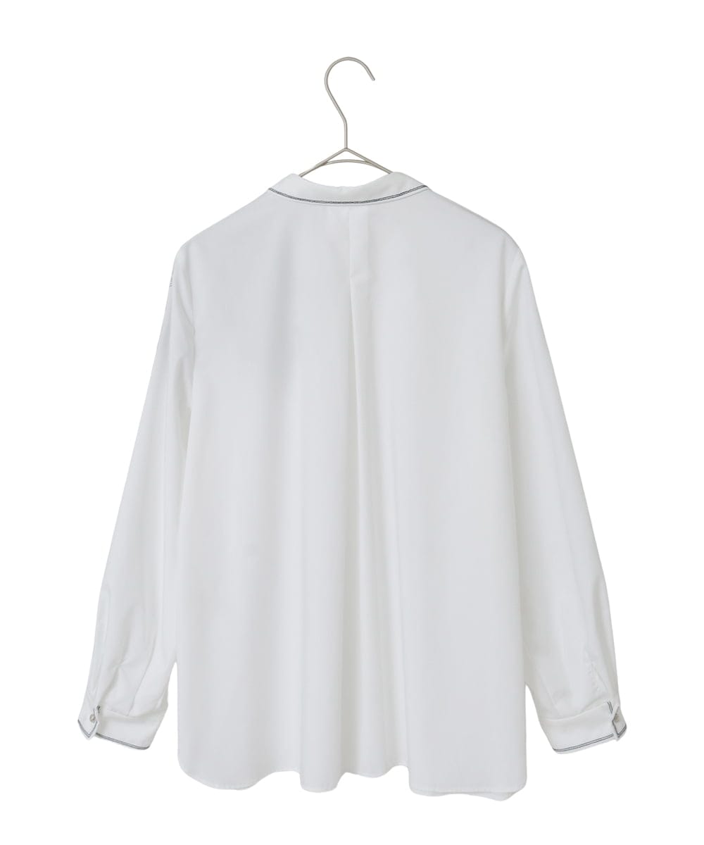 PYBAD17390 CHRISTIAN AUJARD(小さいサイズ)(メゾン ドゥ サンク) 刺繍デザイン長袖ブラウス ホワイト