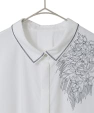 PYBAD17390 CHRISTIAN AUJARD(小さいサイズ)(メゾン ドゥ サンク) 刺繍デザイン長袖ブラウス ホワイト