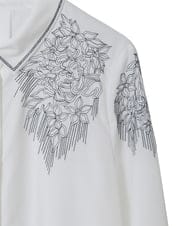 PYBAD17390 CHRISTIAN AUJARD(小さいサイズ)(メゾン ドゥ サンク) 刺繍デザイン長袖ブラウス ホワイト