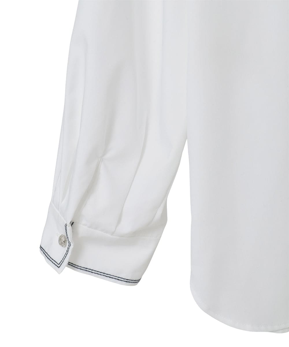 PYBAD17390 CHRISTIAN AUJARD(小さいサイズ)(メゾン ドゥ サンク) 刺繍デザイン長袖ブラウス ホワイト