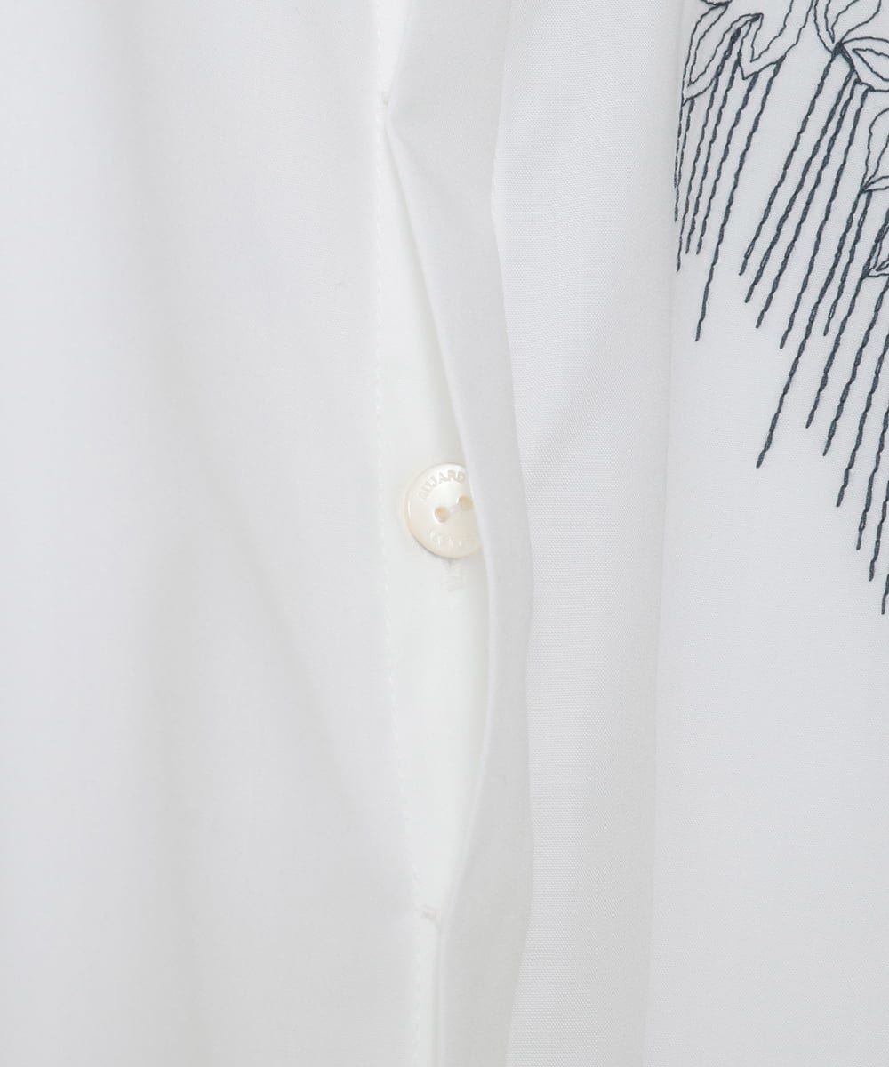 PYBAD17390 CHRISTIAN AUJARD(小さいサイズ)(メゾン ドゥ サンク) 刺繍デザイン長袖ブラウス ホワイト