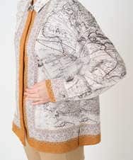 PYBAD32490 CHRISTIAN AUJARD(小さいサイズ)(メゾン ドゥ サンク) アートプリント長袖ブラウス ベージュ×オレンジ