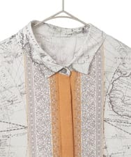 PYBAD32490 CHRISTIAN AUJARD(小さいサイズ)(メゾン ドゥ サンク) アートプリント長袖ブラウス ベージュ×オレンジ