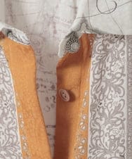 PYBAD32490 CHRISTIAN AUJARD(小さいサイズ)(メゾン ドゥ サンク) アートプリント長袖ブラウス ベージュ×オレンジ