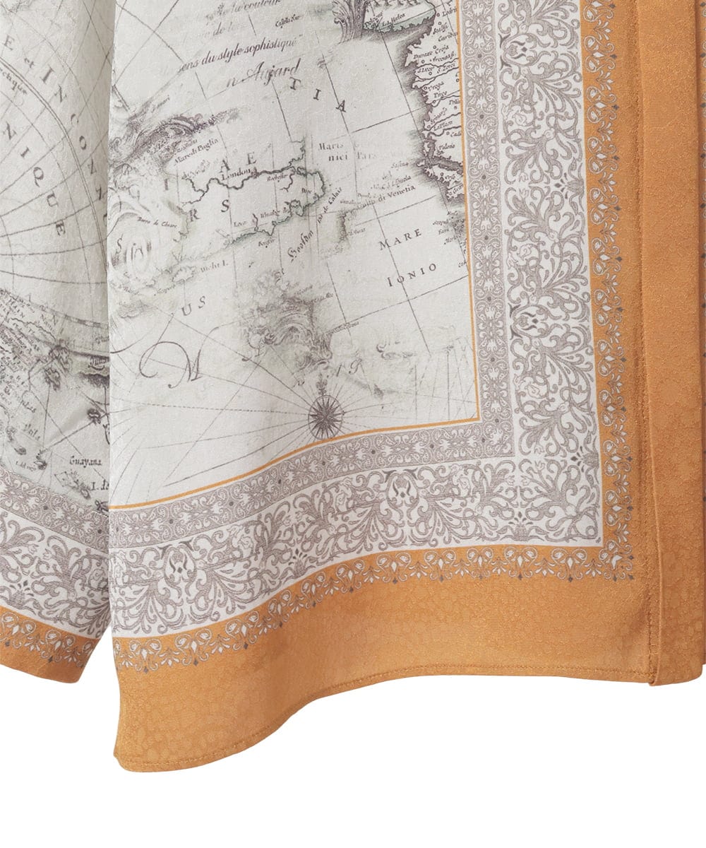 PYBAD32490 CHRISTIAN AUJARD(小さいサイズ)(メゾン ドゥ サンク) アートプリント長袖ブラウス ベージュ×オレンジ