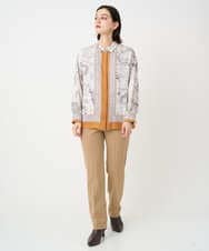 PYBAD32490 CHRISTIAN AUJARD(小さいサイズ)(メゾン ドゥ サンク) アートプリント長袖ブラウス ベージュ×オレンジ