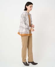 PYBAD32490 CHRISTIAN AUJARD(小さいサイズ)(メゾン ドゥ サンク) アートプリント長袖ブラウス ベージュ×オレンジ