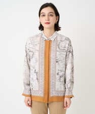 PYBAD32490 CHRISTIAN AUJARD(小さいサイズ)(メゾン ドゥ サンク) アートプリント長袖ブラウス ベージュ×オレンジ