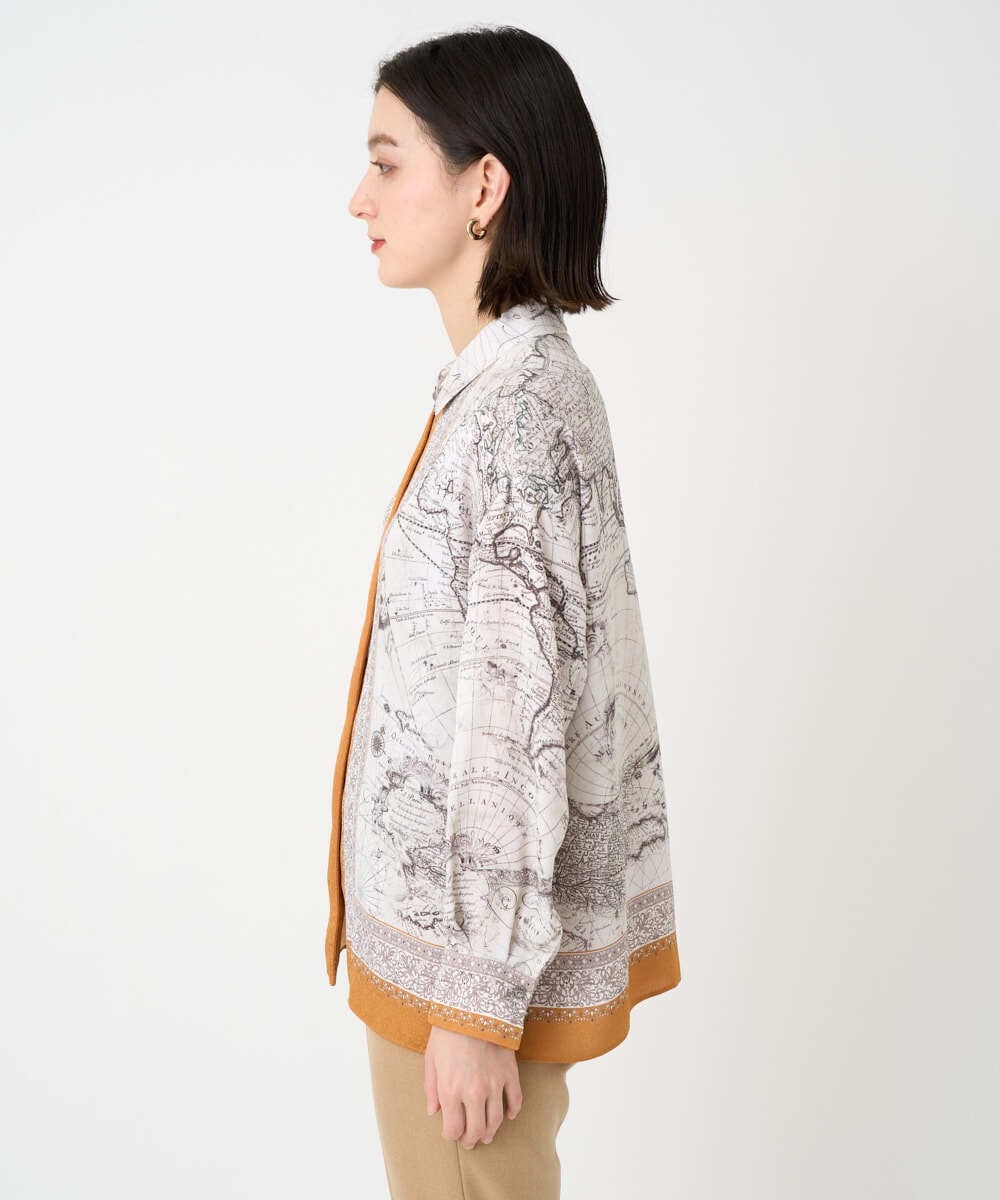 PYBAD32490 CHRISTIAN AUJARD(小さいサイズ)(メゾン ドゥ サンク) アートプリント長袖ブラウス ベージュ×オレンジ