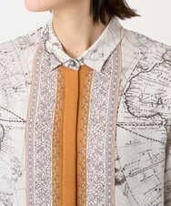 PYBAD32490 CHRISTIAN AUJARD(小さいサイズ)(メゾン ドゥ サンク) アートプリント長袖ブラウス ベージュ×オレンジ