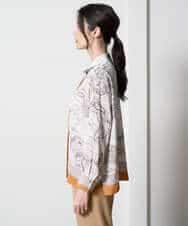 PYBAD32490 CHRISTIAN AUJARD(小さいサイズ)(メゾン ドゥ サンク) アートプリント長袖ブラウス ベージュ×オレンジ