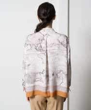 PYBAD32490 CHRISTIAN AUJARD(小さいサイズ)(メゾン ドゥ サンク) アートプリント長袖ブラウス ベージュ×オレンジ