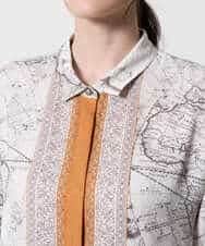 PYBAD32490 CHRISTIAN AUJARD(小さいサイズ)(メゾン ドゥ サンク) アートプリント長袖ブラウス ベージュ×オレンジ