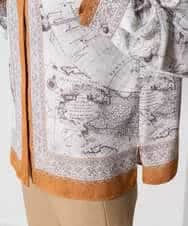 PYBAD32490 CHRISTIAN AUJARD(小さいサイズ)(メゾン ドゥ サンク) アートプリント長袖ブラウス ベージュ×オレンジ