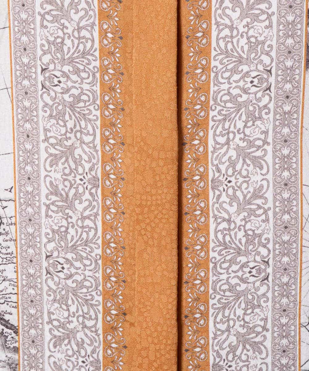 PYBAD32490 CHRISTIAN AUJARD(小さいサイズ)(メゾン ドゥ サンク) アートプリント長袖ブラウス ベージュ×オレンジ