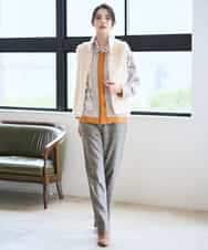 PYBAD32490 CHRISTIAN AUJARD(小さいサイズ)(メゾン ドゥ サンク) アートプリント長袖ブラウス ベージュ×オレンジ