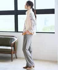 PYBAD32490 CHRISTIAN AUJARD(小さいサイズ)(メゾン ドゥ サンク) アートプリント長袖ブラウス ベージュ×オレンジ