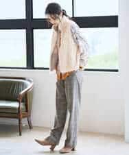 PYBAD32490 CHRISTIAN AUJARD(小さいサイズ)(メゾン ドゥ サンク) アートプリント長袖ブラウス ベージュ×オレンジ