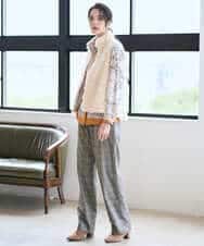 PYBAD32490 CHRISTIAN AUJARD(小さいサイズ)(メゾン ドゥ サンク) アートプリント長袖ブラウス ベージュ×オレンジ